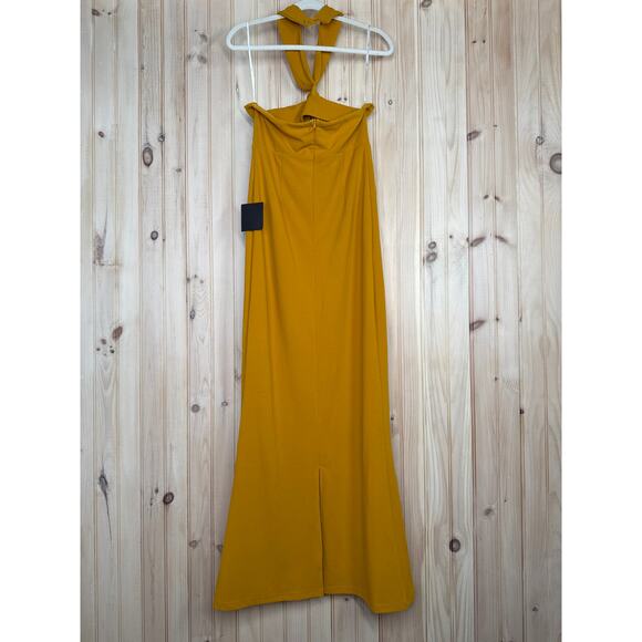 NWT Lulus Mesmerizing Perfection Yellow Halter Neck Backless Maxi Dress Size M - Picture 6 of 8
